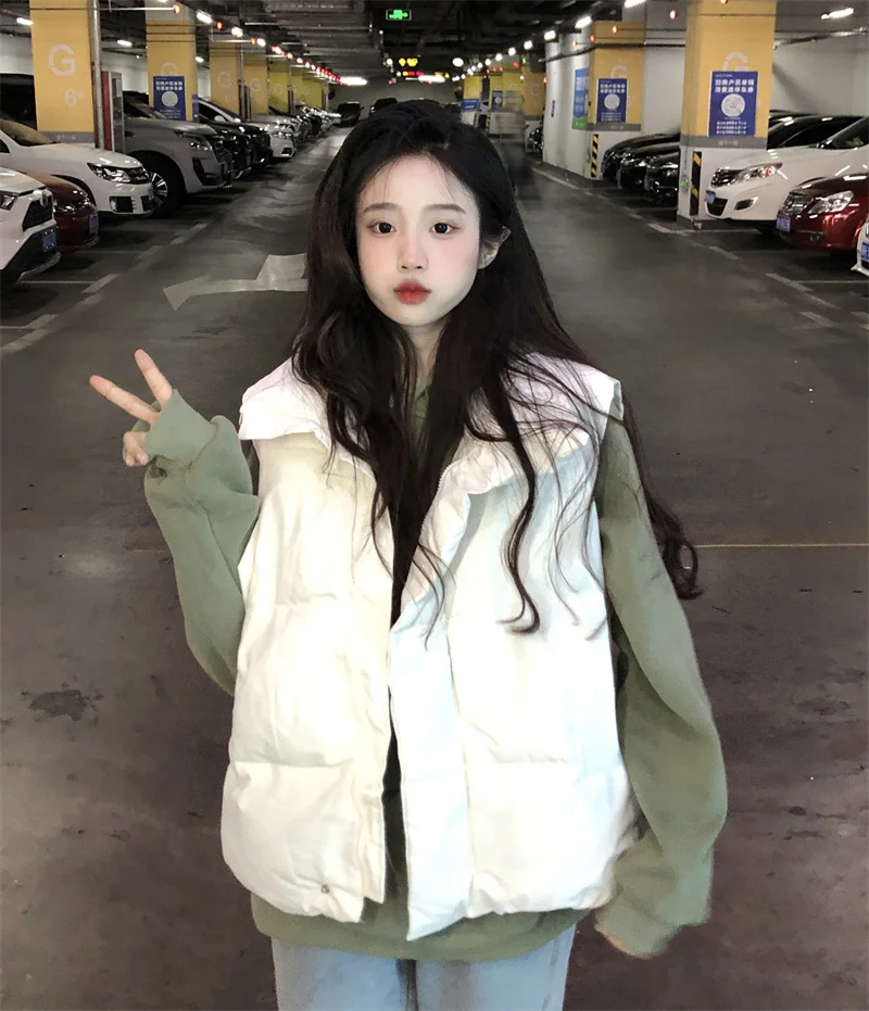 Модная простая белая куртка на хлопковой подкладке жилет верхняя одежда женская
