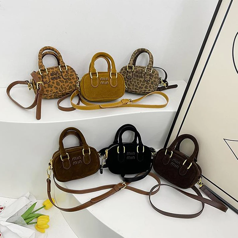 Роскошная замшевая сумка с мини-сумочкой для боулинга цветочной подвеской