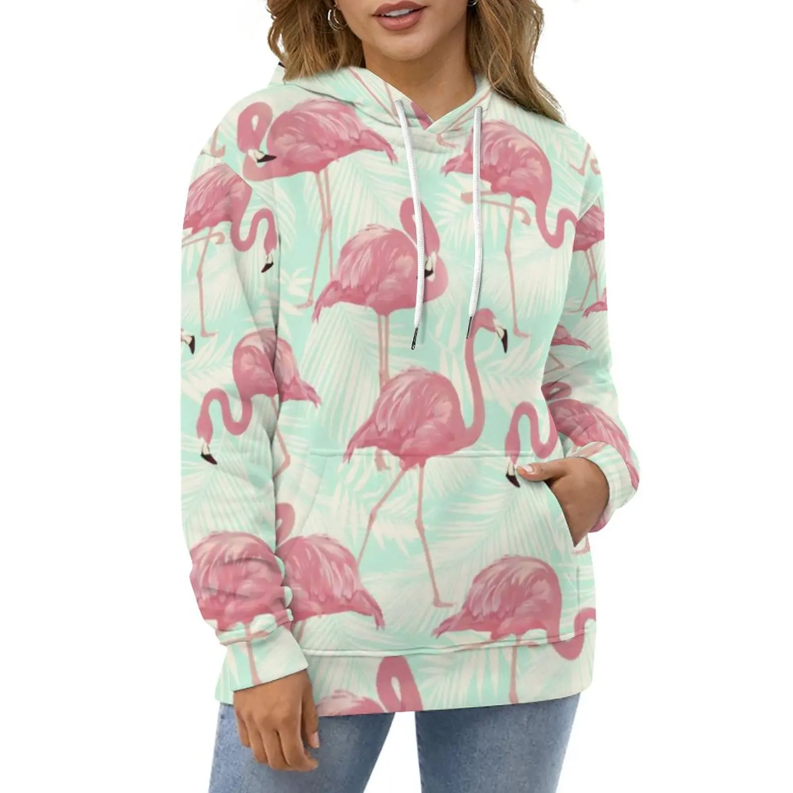 

Cute Flamingo Pattern Hoodies Winter Tropical Animal Print Classic Oversized Hoodie Long Sleeve Kawaii Custom Casual Sweatshirts