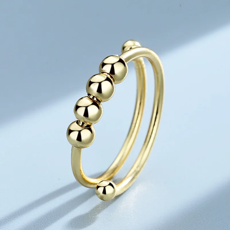 

Golden Fidget Spinner Toys Stainless Steel Antistress Anxiety Ring Rotate Freely Antistress Anxiety Ring Single Coil Spiral Bead