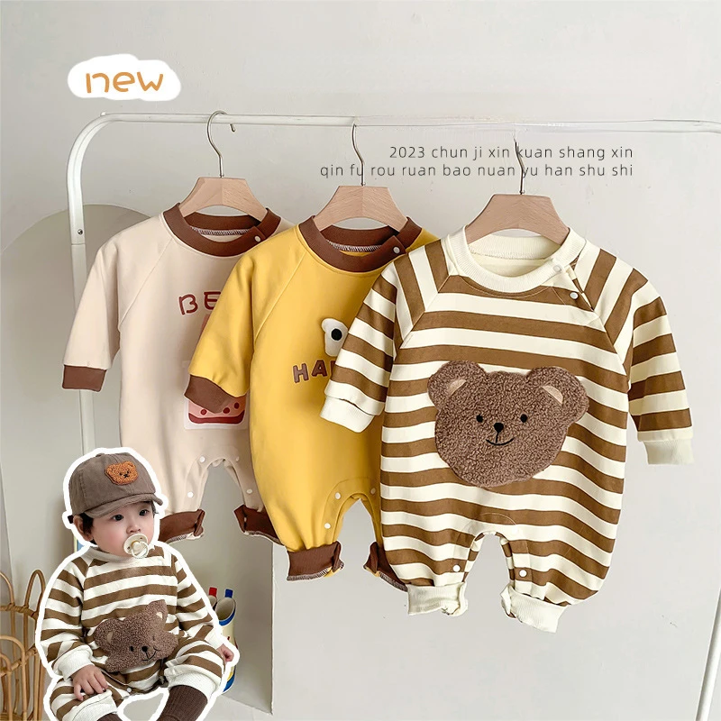 

Korean Ins Trendy Baby Clothes Jumpsuit Autumn 2023 Sweatshirt Boy Girl Treasure Jumpsuit Outfit 0-2 Years Old