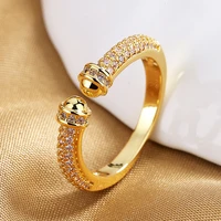 2022 new trendy 18k gold high end full diamond open ring for men women fine smooth metal aesthetic kpop simple luxury jewerly