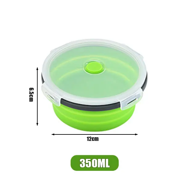 

Круглый Силиконовый Складной Ланч-бокс, Безопасный Для Микроволновой Печи, Портативный Контейнер Для Еды, Салатница С Крышкой