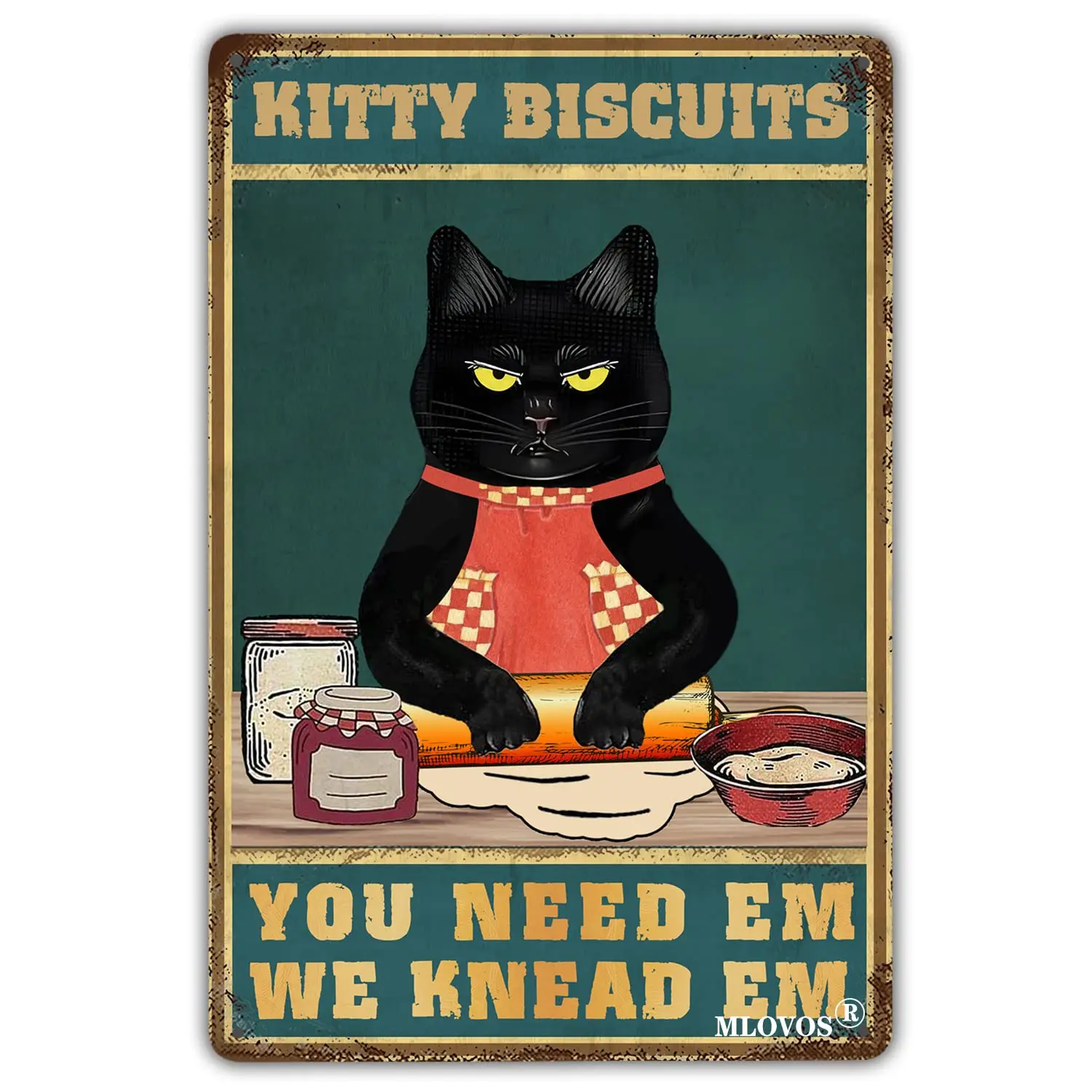 MLOVOS винтажный кухонный Декор Черный кот металлический жестяной знак Kitty