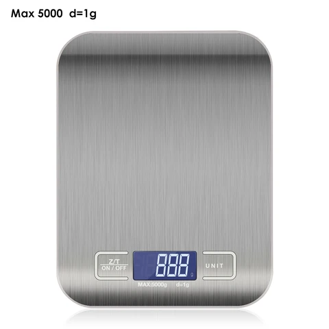 Электронные кухонные весы, измерительный прибор из нержавеющей стали с ЖК дисплеем, максимальный вес 5/10 кг