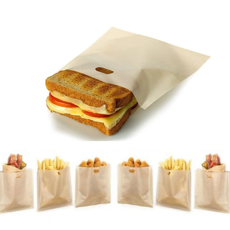 

1PC Non Stick Bread Bag Reusable Toaster Bag Sandwich Bags Fiberglass Toast Microwave Heating Pastry Tools Baking Sheets