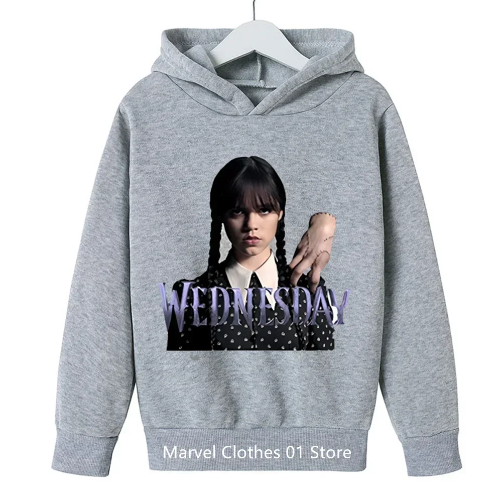 2024 Kids Wednesday Addams Family Clothes Children Hoodies Long Sleeve Autumn Toddler Boys Girls Cute Sweatshirts