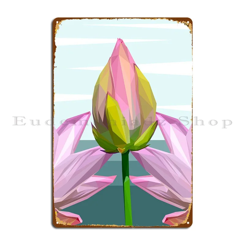 

Цветы лотоса в Lowpoly, металлическая вывеска, дизайнерский Настенный декор, печатная панель, фотопостер