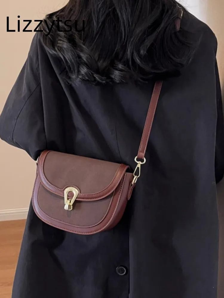 Lizzytsu Hasp винтажная седельная сумка из искусственной кожи женская корейская