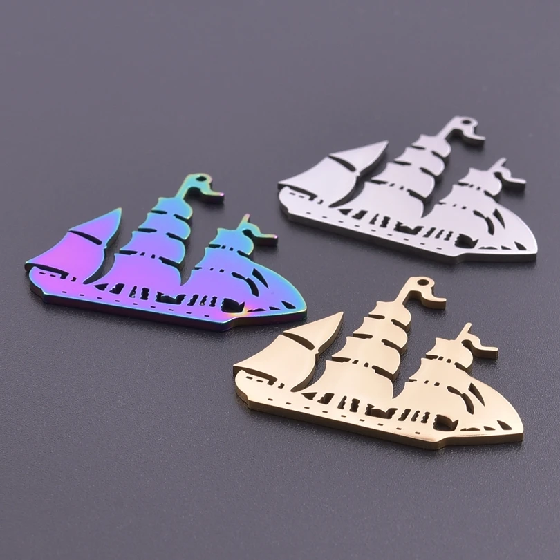 6Pcs/Lot Stainless Steel Sailboat Yacht Pendant Nautical Boat Ship Pendant For Sailor Gift Women Men Necklaces Jewelry Making