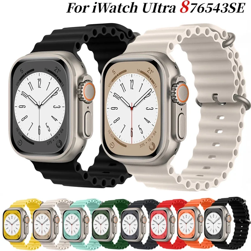 

Ремешок силиконовый для Apple Watch Band iWatch Ultra Series 3 4 5 6 7 SE, браслет для iWatch 38 40 41 42 44 45 49 мм, аксессуары
