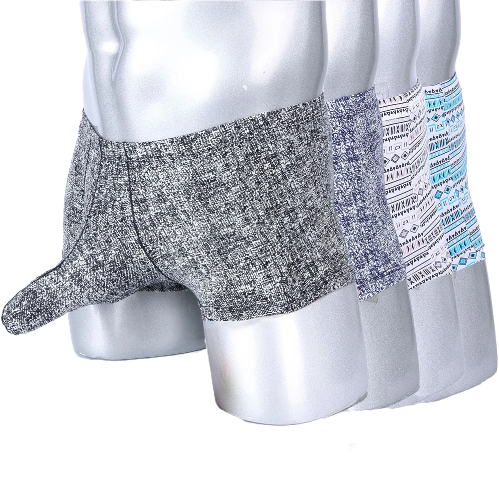 

AINI Боксеры мужские из ледяного шелка, модные клетчатые модные штаны с сундуком в виде слона, удобное пикантное нижнее белье с разделением пи...