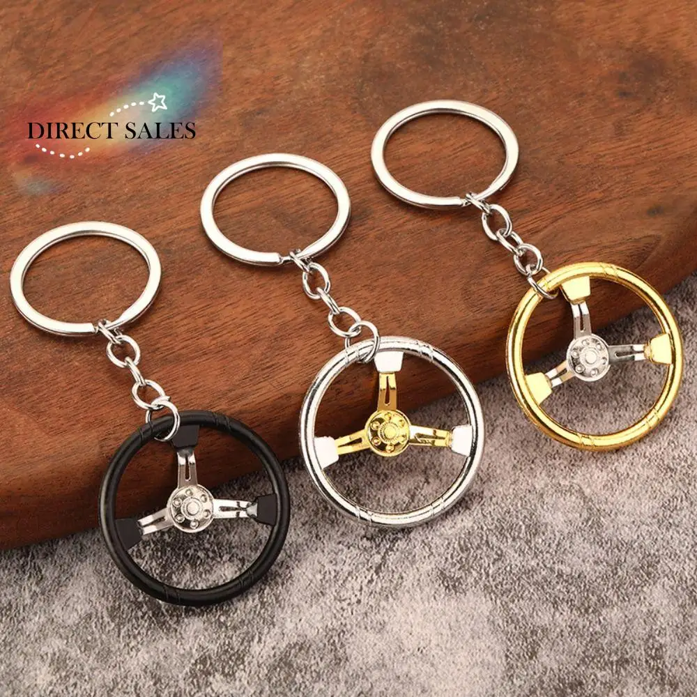 

Alloy Racing Steering Wheel Key Ring Punk Creative for Male/Boys Backpack Decoration Hanging Accessory Gift Couple