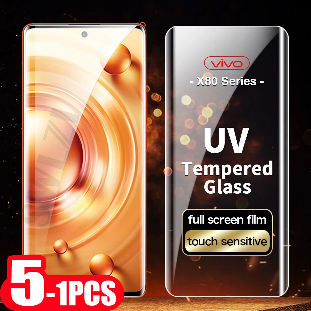 5-1 шт. УФ-стекло для vivo x90 x80 pro plus, Защита экрана для vivo S12 S15 S16 pro NEX 3 3S, УФ-стекло, защитная пленка