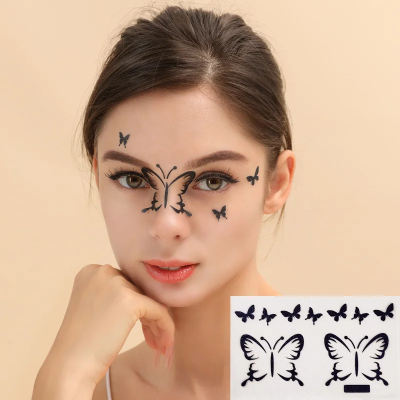 

Butterfly Eyeliner Sticker Black Cool Style Face Eyes Deocartion Temporary Tattoo Sticker Girls Eye Patch Black Eyeliner Sticker