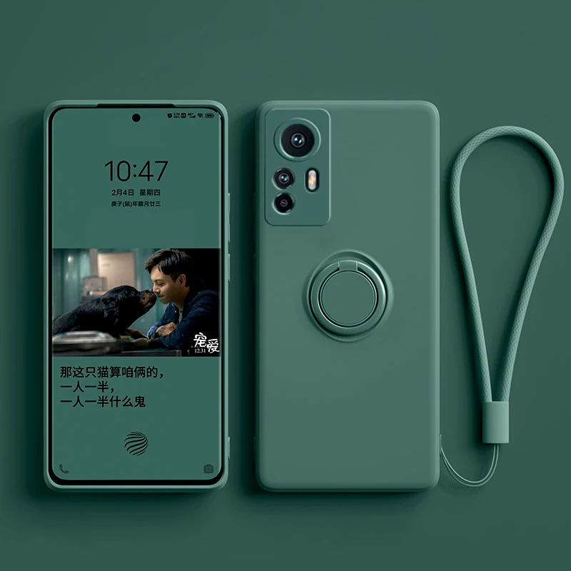Soft Silicone Magnetic Case For Xiaomi 12 12X 11T 10T 9T Redmi Note 10 9 Pro 10S 9S POCO F3 X3 NFC Covers With Ring Holder Stand