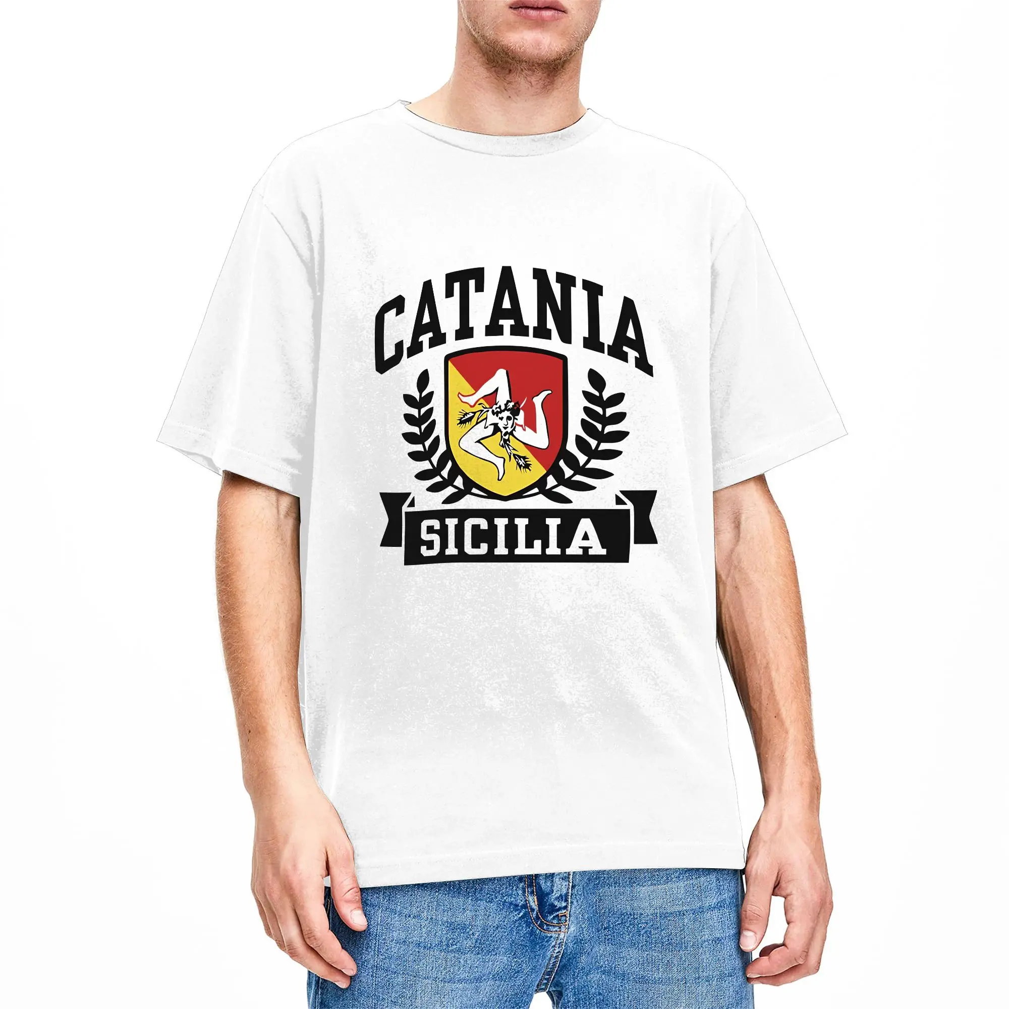 Фото Мужские футболки Catania Sicilia Trinacria, оригинальные футболки с короткими рукавами и круглым вырезом, футболки из чистого хлопка, подарочная одежда №2