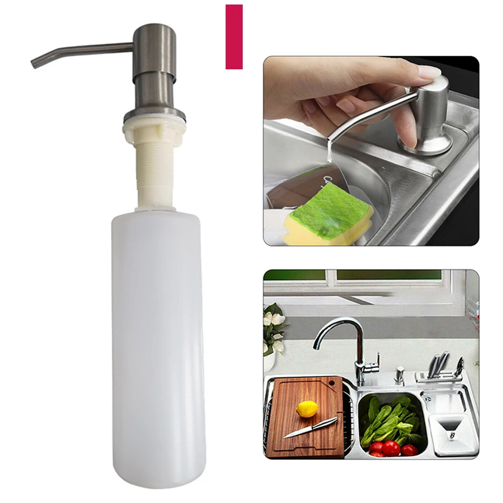 

350ml Kitchen Sink Soap Dispenser Stainless Steel Pump Head Dishwashing Detergent Distributor Extension Tube Soap Dispenser