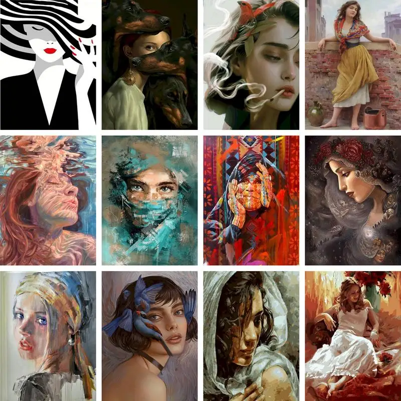 

Woman Painting By Numbers For Adults Kids Figure Handpainted Kits Canvas Drawing Paints Wall Home Decor Painting By Numbers