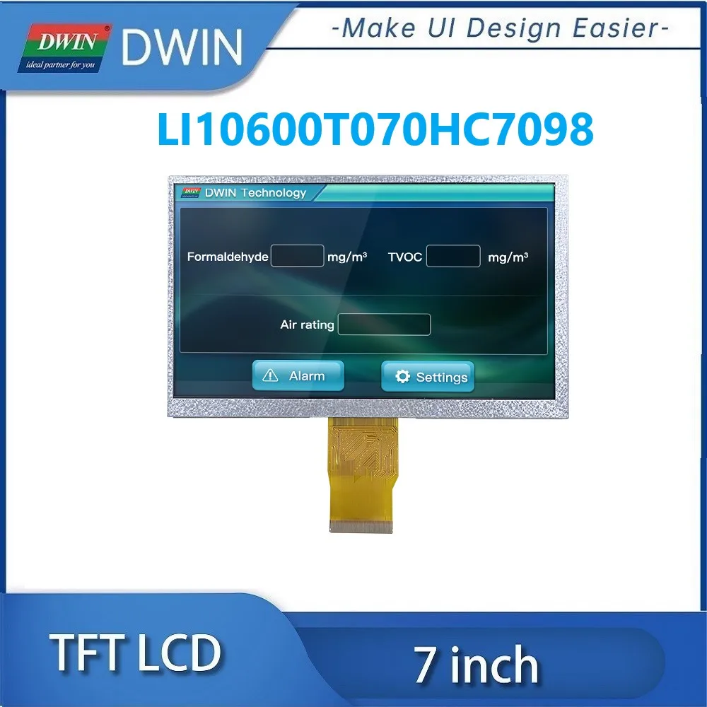 

DWIN 7 Inch 700nit 1024x600 IPS TFT LCD Module RGB 24bit 50PIN Capacitive Resistive Touch LI10600T070HC7098