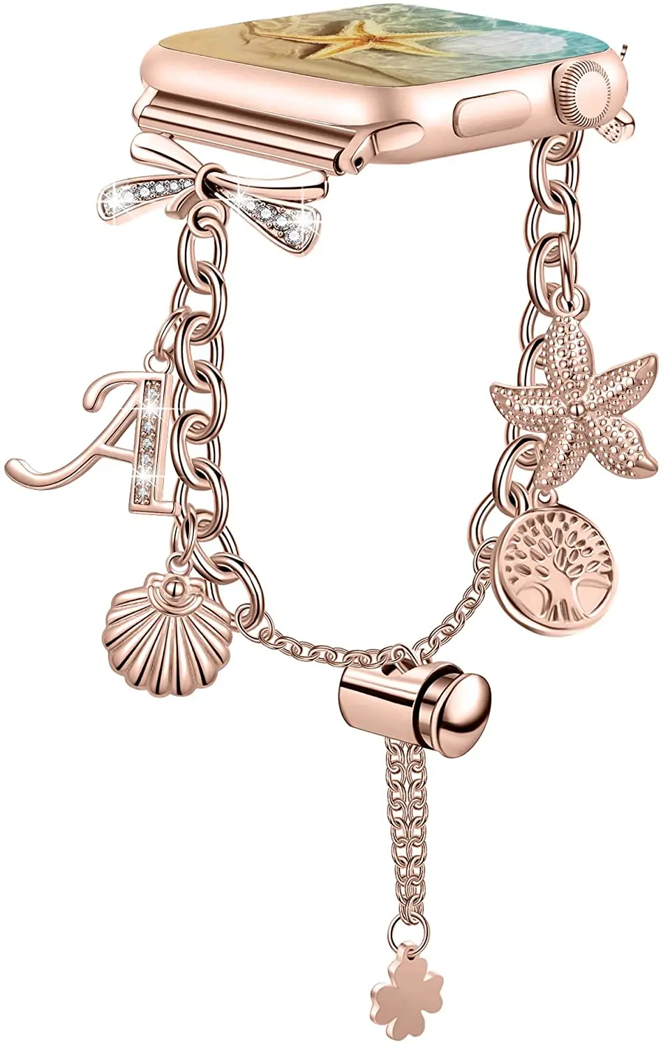 

Bling Band Compatible With Apple Watch Bands 38mm Metal Bracelet For Women Adjustable Chain Wristband Strap For iWatch Series