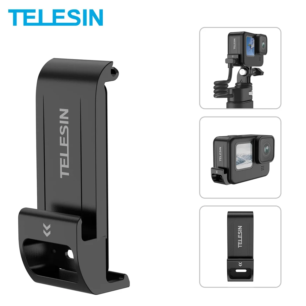 

TELESIN For GoPro 9 10 11 Waterproof Battery Side Cover Easy Removable Type-C Charging Cover Port For GoPro Hero 9 10 11 Battery