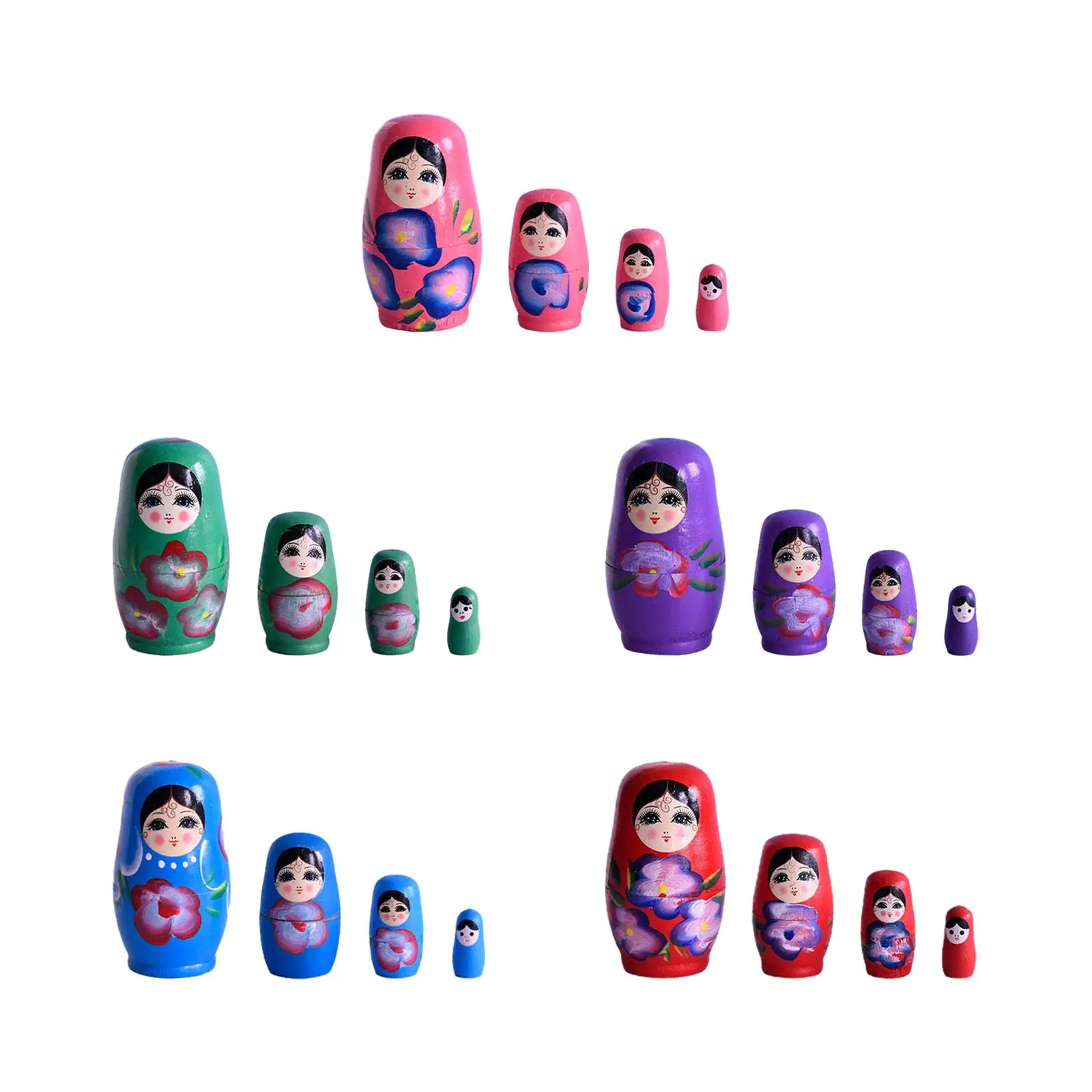 

4 Pieces Matryoshka Dolls Crafts Nesting Doll Toy for Tabletop Shelf Holiday