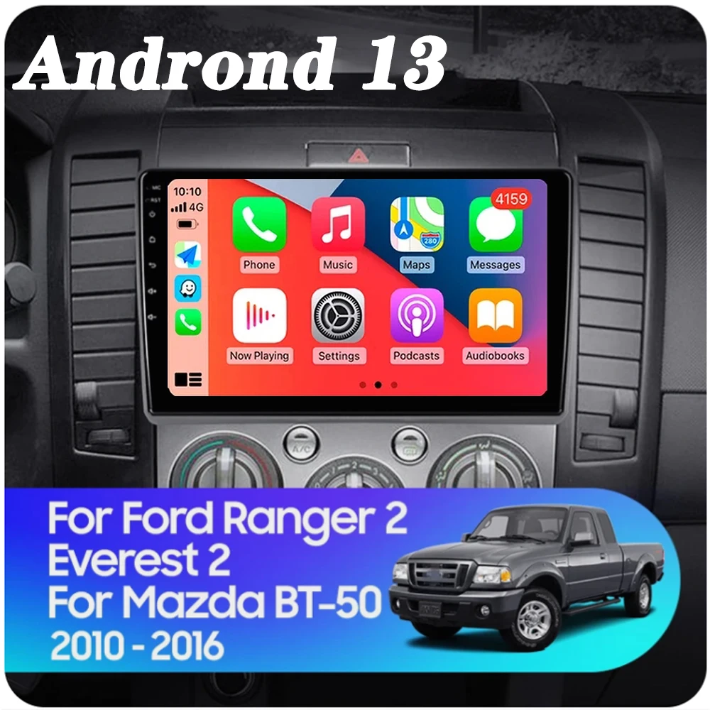 Автомобильный Raido Android 13 для Ford Ranger 2 Everest Mazda BT-50 J97M 2006 - 2011 экран мультимедийный