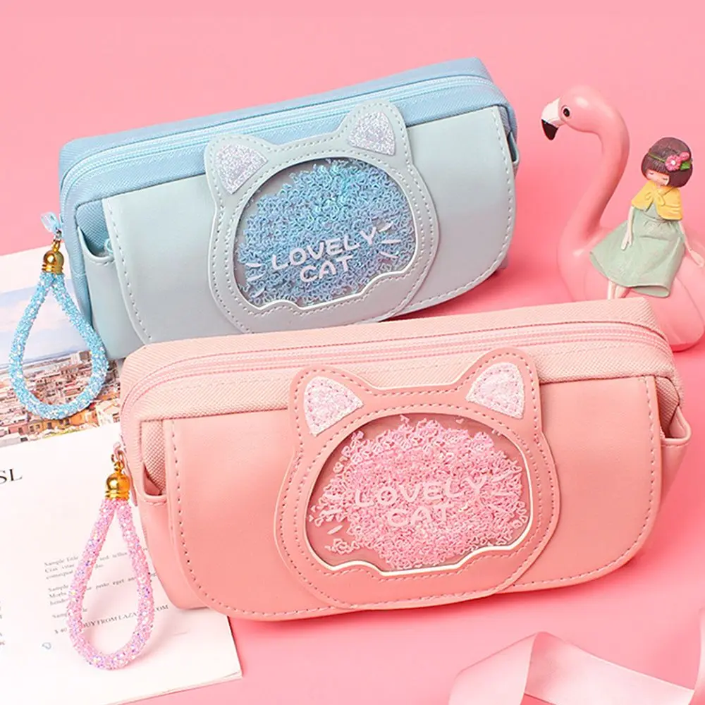 Чехол для карандашей с изображением кота милая сумка трехслойный чехол ручек