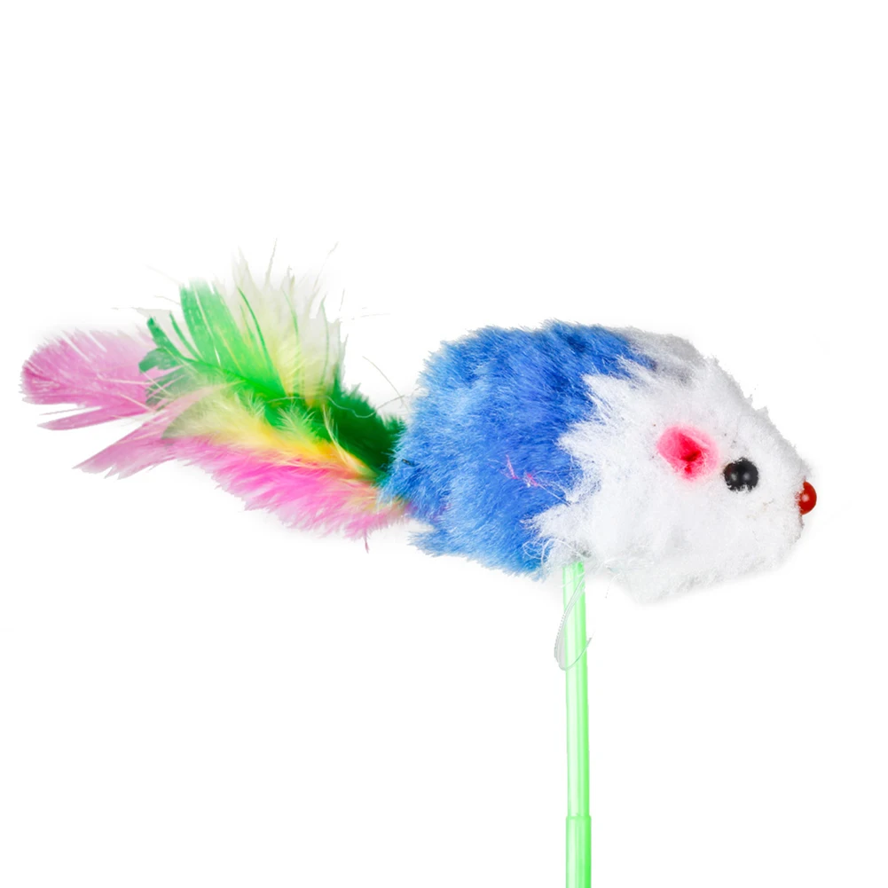 

Durable False Mouse Cat Toys Colorful Feather Fine Workmanship Long Service Life Invariant Funny Playing Toys for Pets Kitten