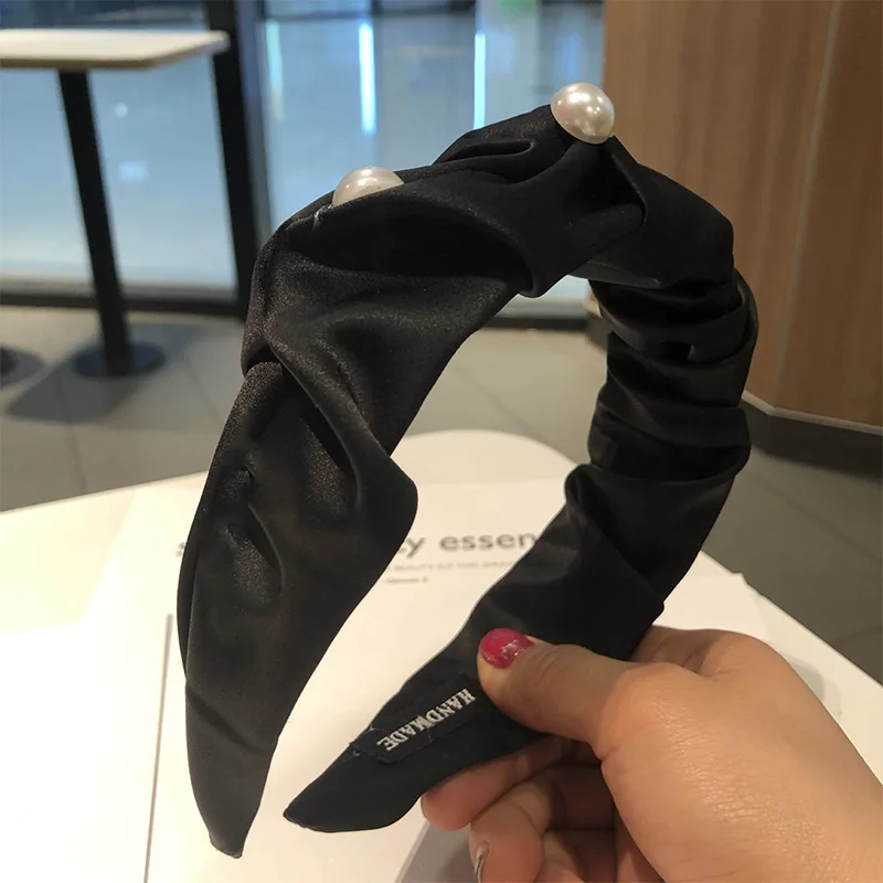 

Vintage Rhinestone Lace Fabric Hair Band Creative Pure Color Light Luxury Hair Band Temperament Hair Band Female