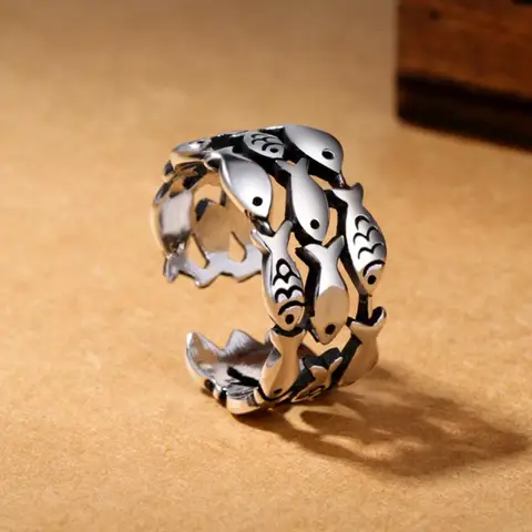 Милое посеребренное кольцо на палец с рыбой, женские ювелирные изделия, подарочные кольца для женщин и девочек, модные ювелирные изделия