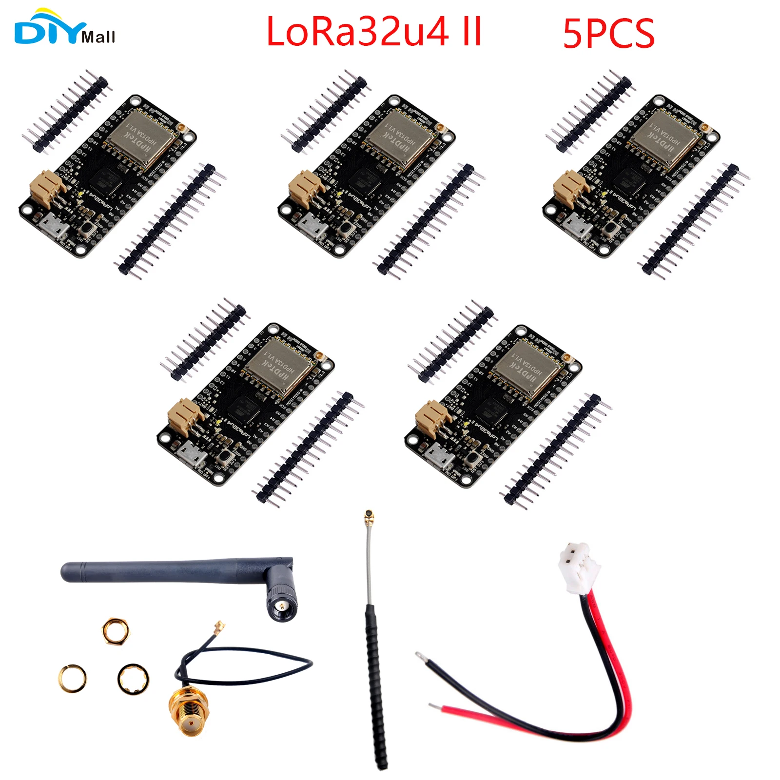 5PCS/Lot DIYmall LoRa32u4 II Lora Development Board Module LiPo Atmega328 SX1276 HPD13 868MHZ 915MHz lora32u4ii with Antenna
