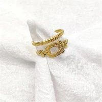 new trendy minimalist gold silver color rings geometric double layer open adjustable ring for women party wedding jewelry gift
