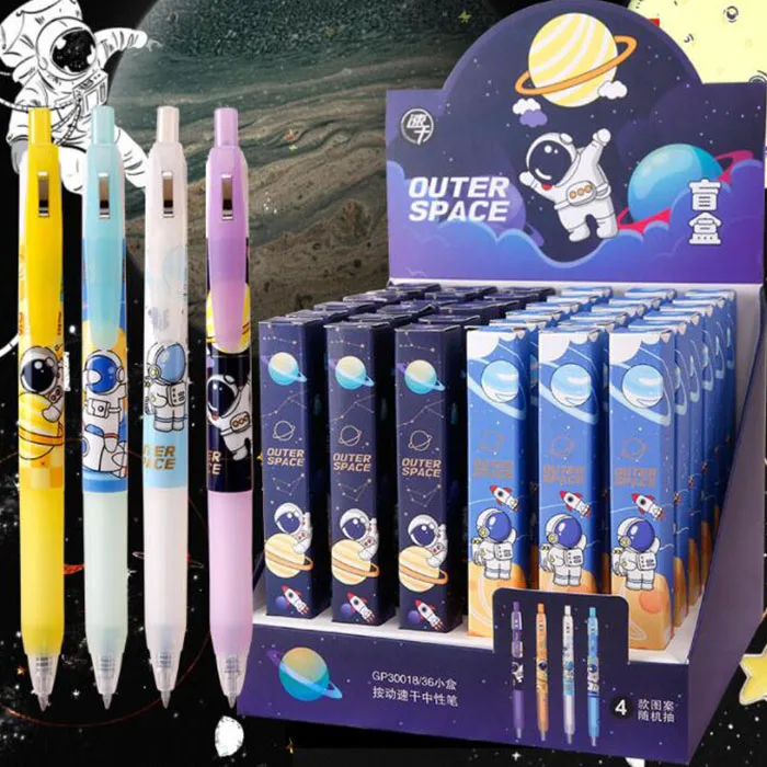 

36 pcs/lot Kawaii Astronaut Gel Pen Cute 0.5 mm black Ink Signature Pens Promotional Gift Stationery School Supplies