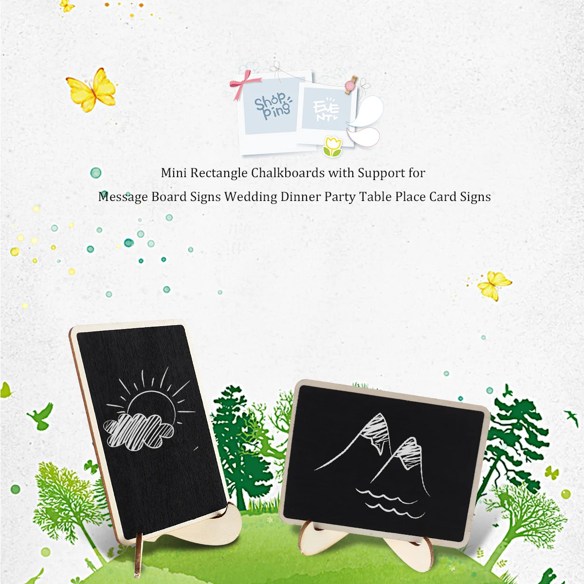 

10 Pcs Decorations Price Tag Blackboard Wood Chalkboard Cartoon Place Sign Bamboo Child