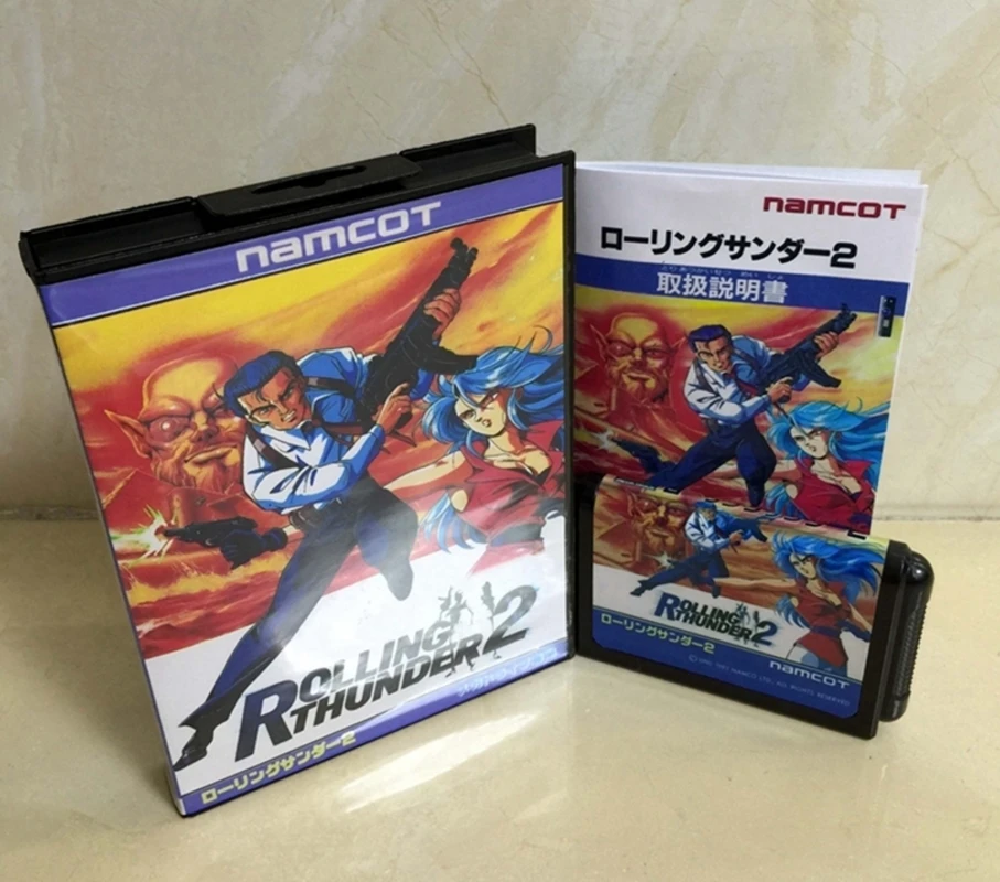 Игровая карта Rolling Thunder 2 с коробкой и руководством для 16-битной системы Sega MD Megadrive