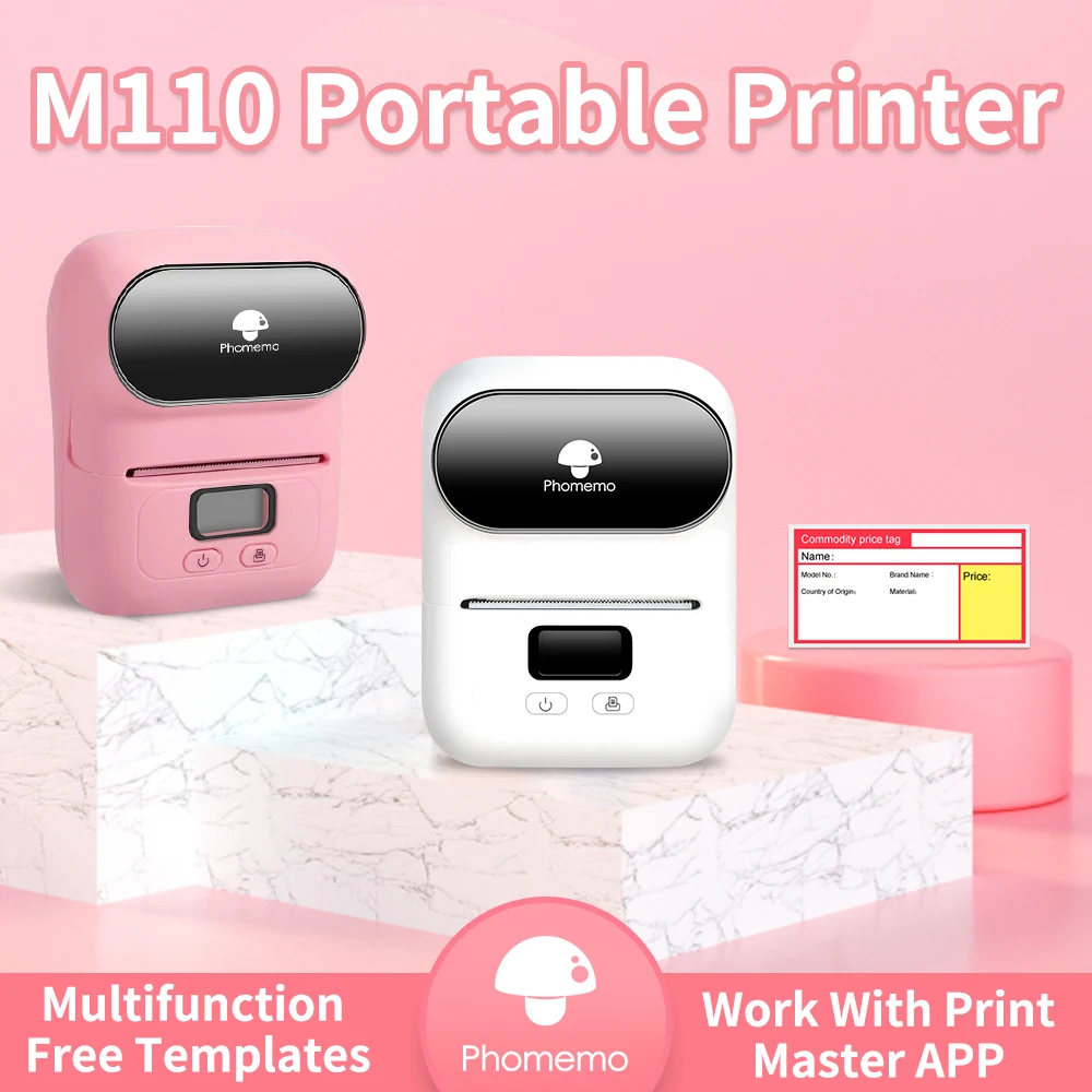 

M110 Thermal Portable Printer Paper Label Printer Mini Pocket Thermal Printer Printing Wireless Bluetooth Labeller Android IOS