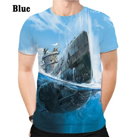 Полиэстерная футболка с 3D-принтом подводной лодки