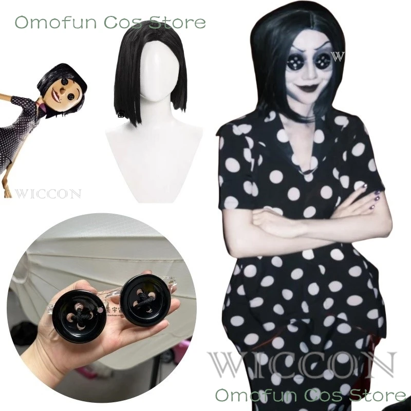 Женский костюм для косплея другой мамы платье на пуговицах с париком и очками