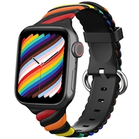 rainbow strap for apple watch band 42mm 38mm 45mm 41mm 40mm 44mm for iwatch series se 7 6 5 4 3 2 bicolor twist shape watchband