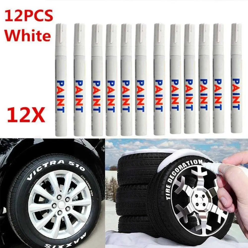 

12pcs Multi-functional Waterproof Car Tire Paint Marker Graffiti Water Fill Pen Office Stationery Based Sign Tire Pen In P4D3
