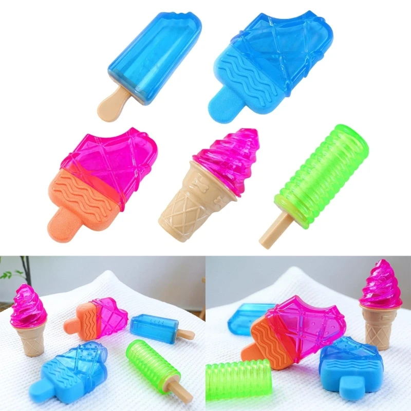 Freezable Dog Squeak Toy TPR Chew Popsicles Shape Toy with Squeaker Ice Lolly Squeak Sound Toy Popsicles