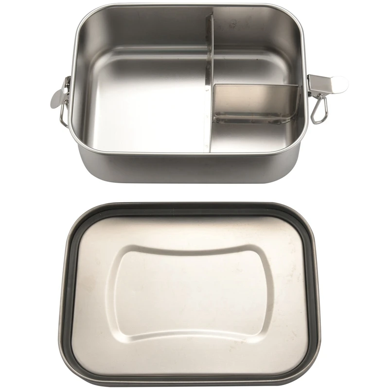 

5X Stainless Steel Bento Box Lunch Container,3-Compartment Bento Lunch Box For Sandwich And Two Sides,1400 Ml