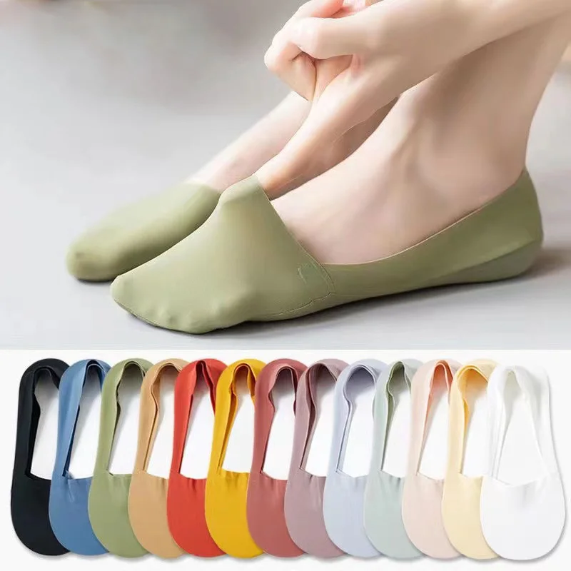 3 Pairs Women Socks High Quality Matching Casual Socks Summer Thin Cotton Bottom Non-slip Invisible Low Short Socks Breathable