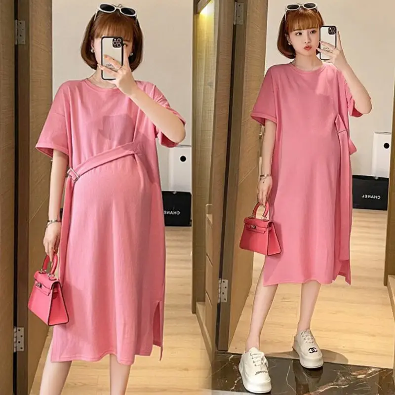 

Maternity Dress Summer Dress Gentle Trend Hot Mom Long Skirt Fashion Summer Mid-length Summer Dress Maternity Skirt