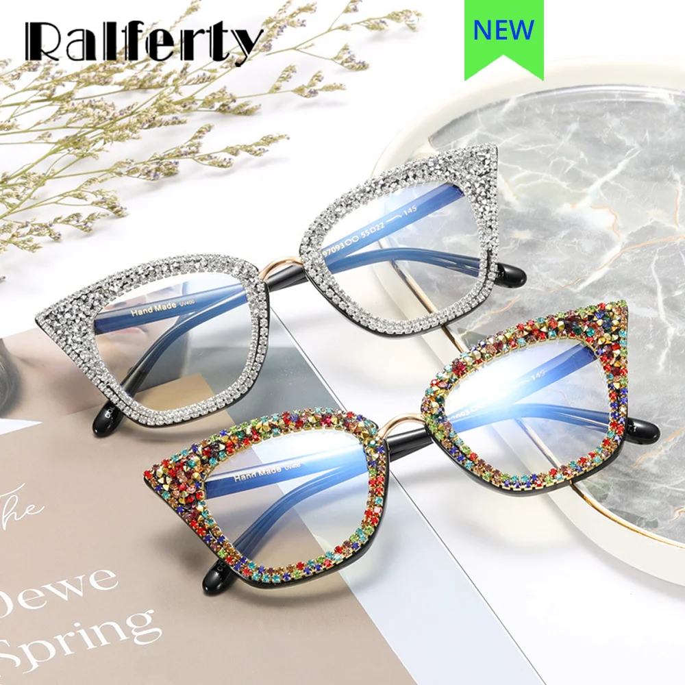 

Ralferty роскошные стразы женские очки оправа кошачий глаз очки 0 диоптрий оптические очки по рецепту oculos de grau feminino