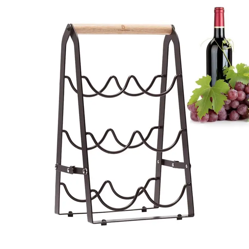 

Metal Wine Rack Countertop 6 bottle wine rack wine storage rack creative iron wood combination wine storage rack Supplies