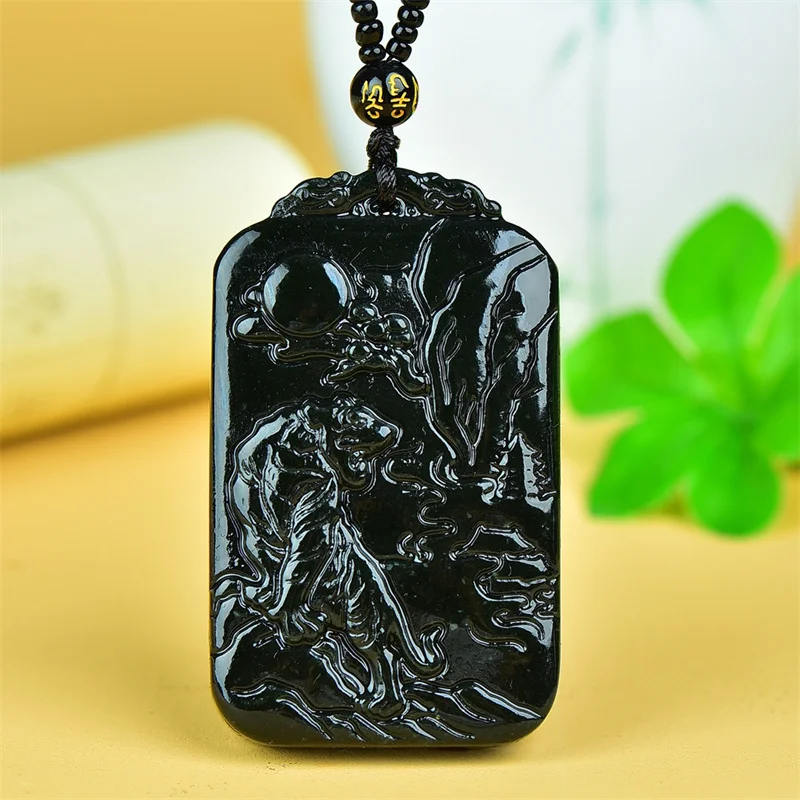 

MaiChuang/HeTian Cyan Jade Zodiac Tiger Emerald Brand Necklace Pendant Fashion Elegant Personality Jewelry Men Women Couple Gift