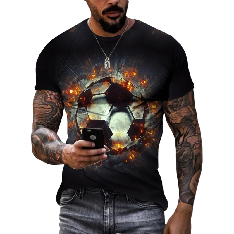 

Fashion Football Pattern Summer Sports Quick-drying Men's T-shirt Personality Street Fitness Loose and Comfortable Printing Top